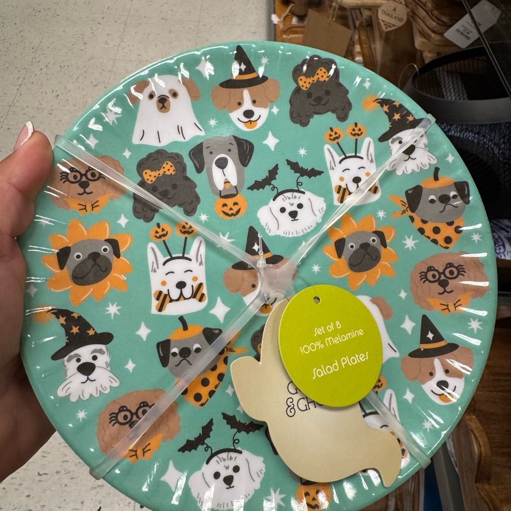 Halloween Dog Print Melamine Plates